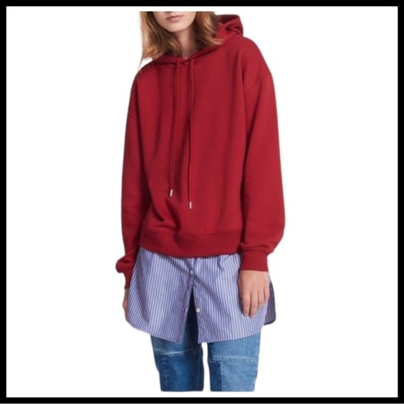 SANDRO 2-IN-1 Mixed Media Hoodie With Attached Shirt - Picture 1 of 9